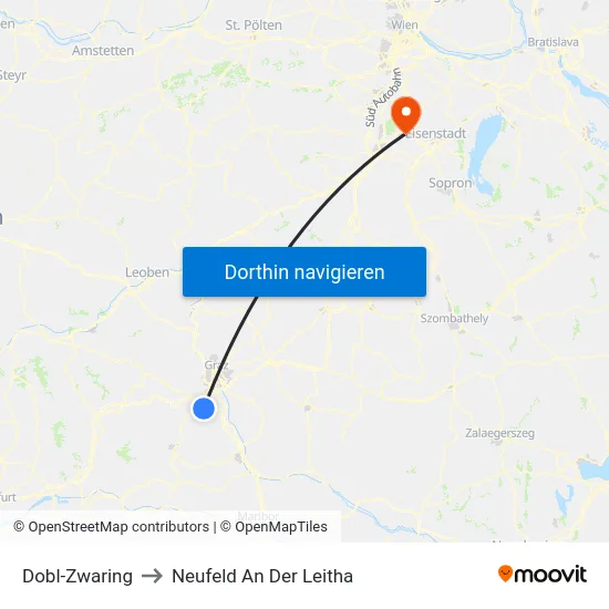 Dobl-Zwaring to Neufeld An Der Leitha map