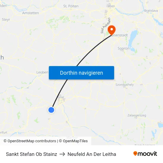 Sankt Stefan Ob Stainz to Neufeld An Der Leitha map