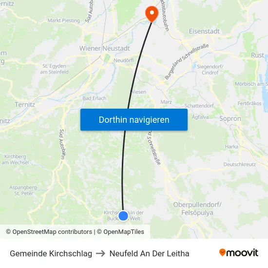 Gemeinde Kirchschlag to Neufeld An Der Leitha map