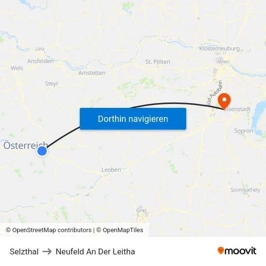 Selzthal to Neufeld An Der Leitha map