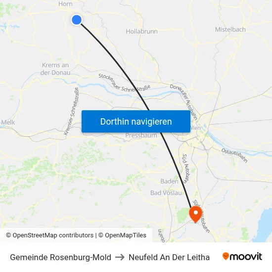Gemeinde Rosenburg-Mold to Neufeld An Der Leitha map
