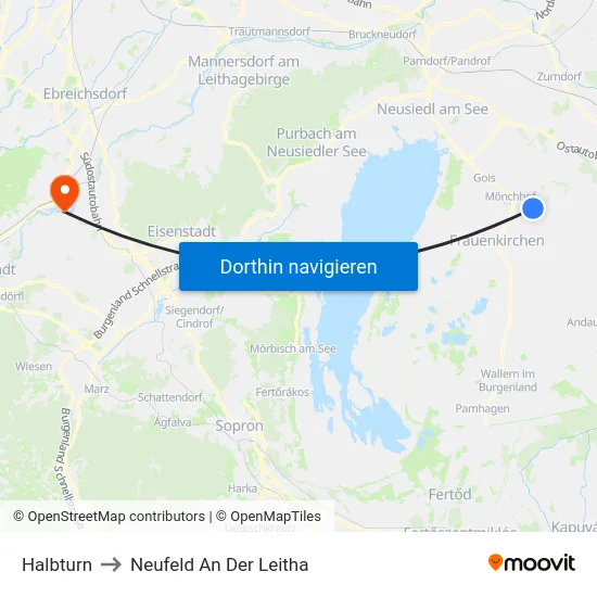 Halbturn to Neufeld An Der Leitha map