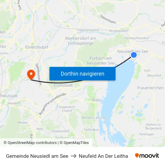 Gemeinde Neusiedl am See to Neufeld An Der Leitha map