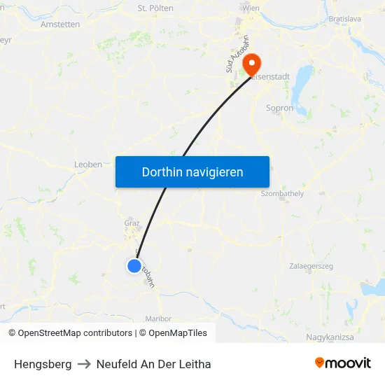 Hengsberg to Neufeld An Der Leitha map