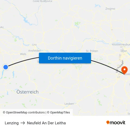 Lenzing to Neufeld An Der Leitha map