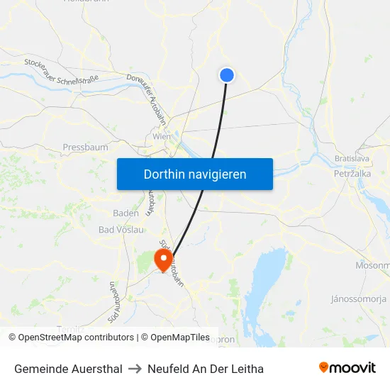 Gemeinde Auersthal to Neufeld An Der Leitha map