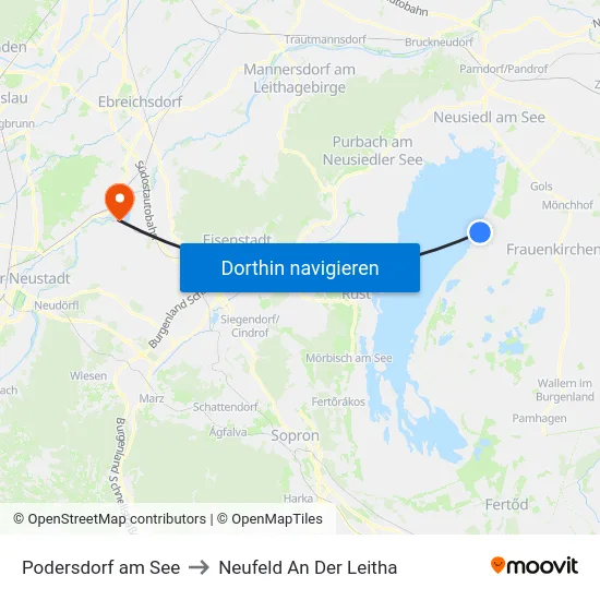 Podersdorf am See to Neufeld An Der Leitha map