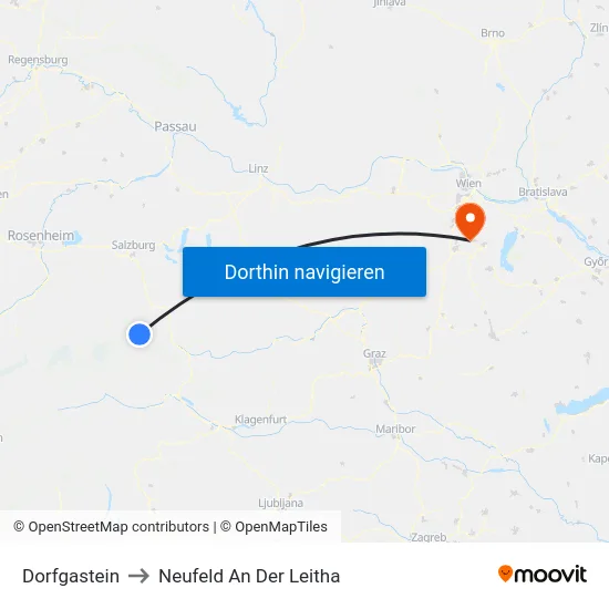 Dorfgastein to Neufeld An Der Leitha map