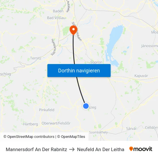 Mannersdorf An Der Rabnitz to Neufeld An Der Leitha map