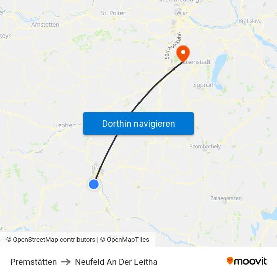 Premstätten to Neufeld An Der Leitha map