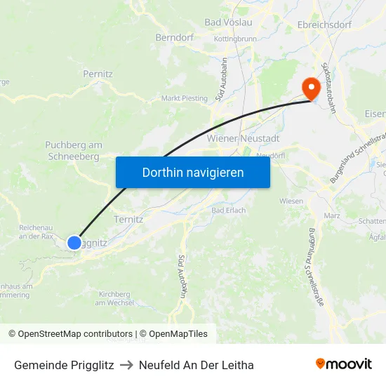 Gemeinde Prigglitz to Neufeld An Der Leitha map