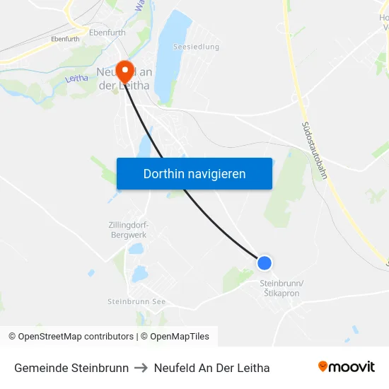 Gemeinde Steinbrunn to Neufeld An Der Leitha map