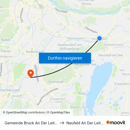 Gemeinde Bruck An Der Leitha to Neufeld An Der Leitha map