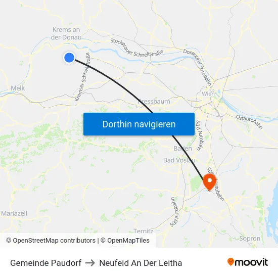 Gemeinde Paudorf to Neufeld An Der Leitha map