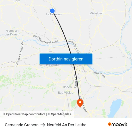 Gemeinde Grabern to Neufeld An Der Leitha map