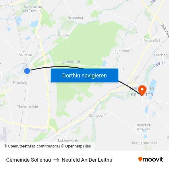 Gemeinde Sollenau to Neufeld An Der Leitha map