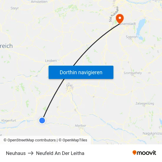 Neuhaus to Neufeld An Der Leitha map