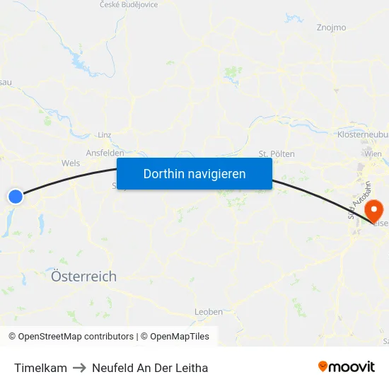 Timelkam to Neufeld An Der Leitha map