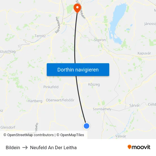 Bildein to Neufeld An Der Leitha map