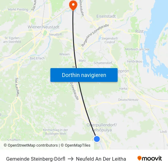 Gemeinde Steinberg-Dörfl to Neufeld An Der Leitha map