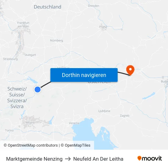 Marktgemeinde Nenzing to Neufeld An Der Leitha map