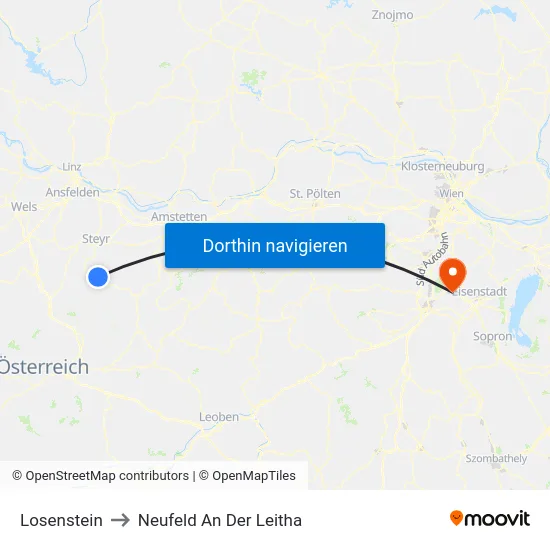 Losenstein to Neufeld An Der Leitha map