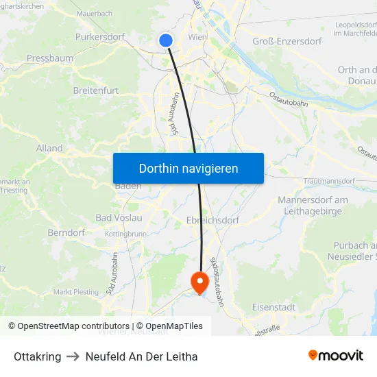 Ottakring to Neufeld An Der Leitha map