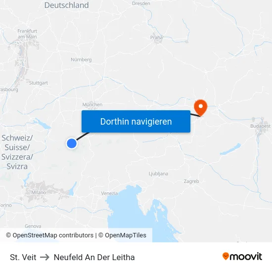 St. Veit to Neufeld An Der Leitha map