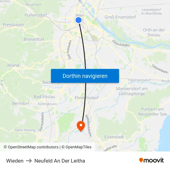 Wieden to Neufeld An Der Leitha map