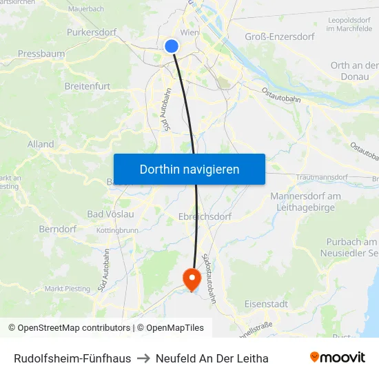 Rudolfsheim-Fünfhaus to Neufeld An Der Leitha map