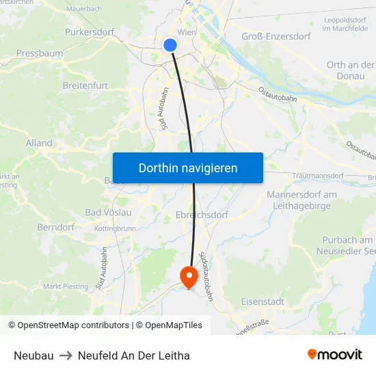 Neubau to Neufeld An Der Leitha map