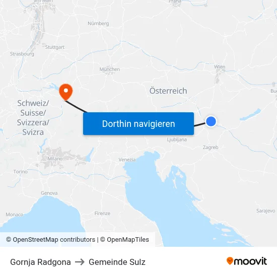 Gornja Radgona to Gemeinde Sulz map