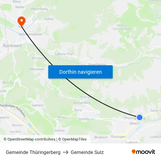 Gemeinde Thüringerberg to Gemeinde Sulz map