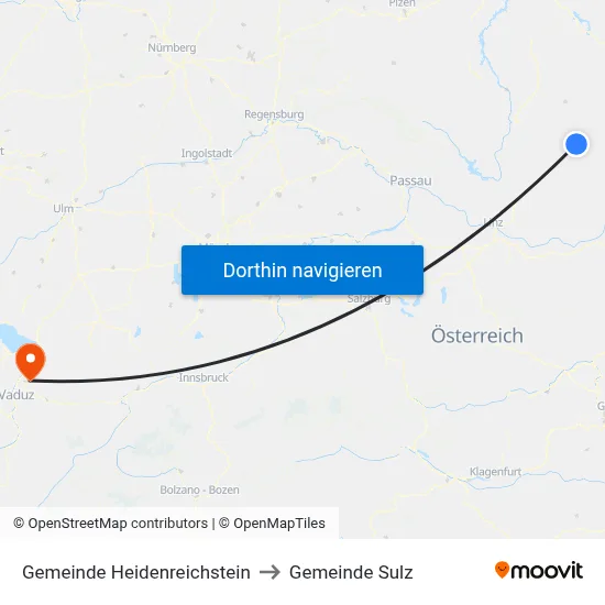 Gemeinde Heidenreichstein to Gemeinde Sulz map