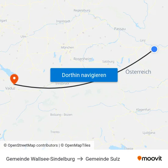 Gemeinde Wallsee-Sindelburg to Gemeinde Sulz map