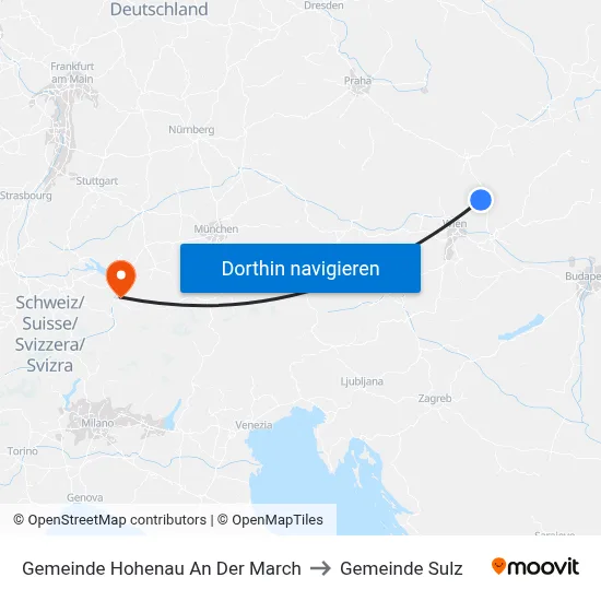 Gemeinde Hohenau An Der March to Gemeinde Sulz map