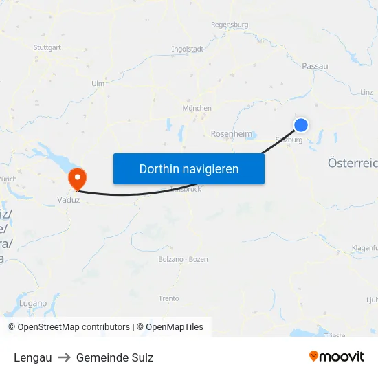 Lengau to Gemeinde Sulz map