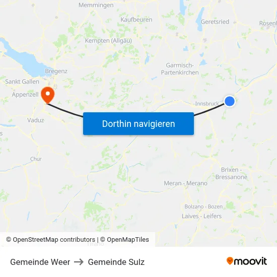 Gemeinde Weer to Gemeinde Sulz map