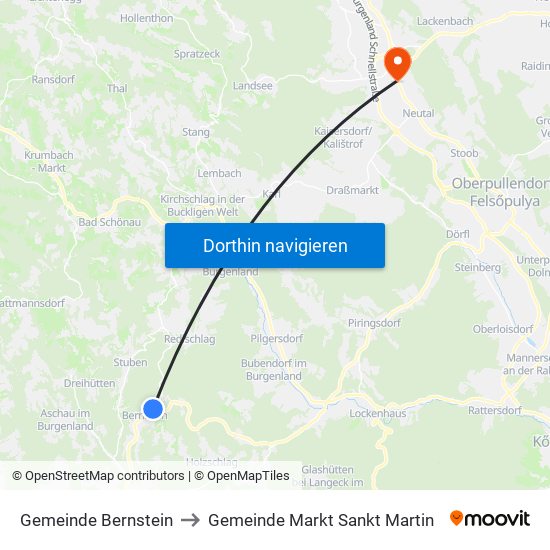 Gemeinde Bernstein to Gemeinde Markt Sankt Martin map