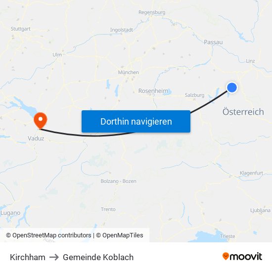 Kirchham to Gemeinde Koblach map