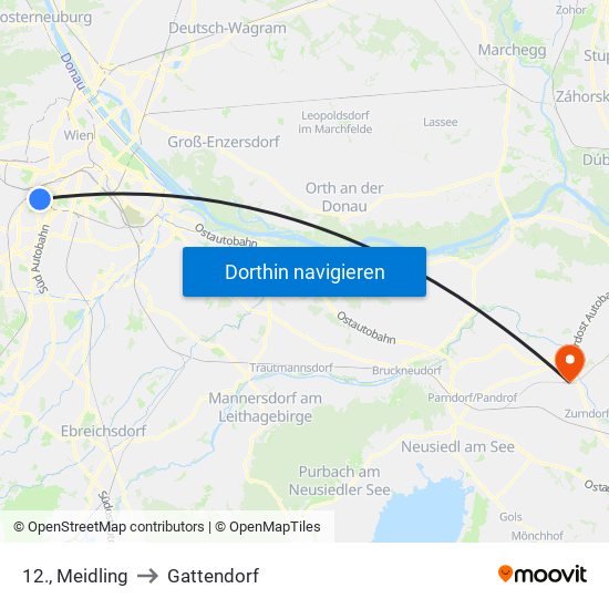 12., Meidling to Gattendorf map