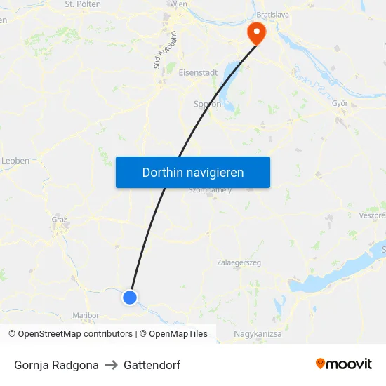 Gornja Radgona to Gattendorf map