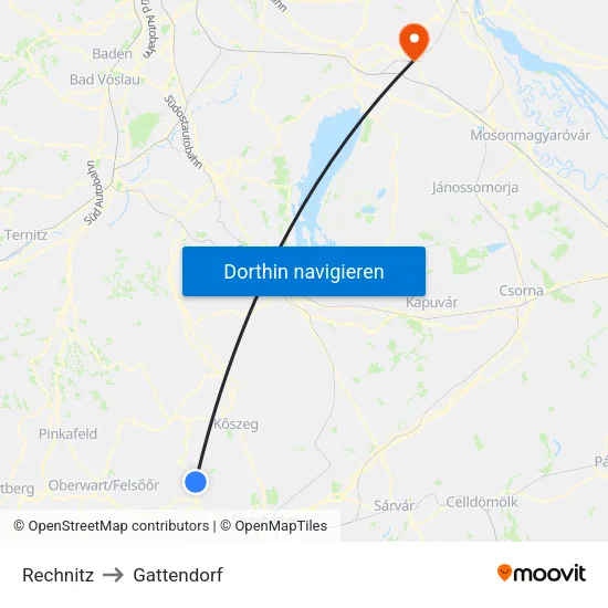 Rechnitz to Gattendorf map