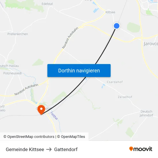 Gemeinde Kittsee to Gattendorf map
