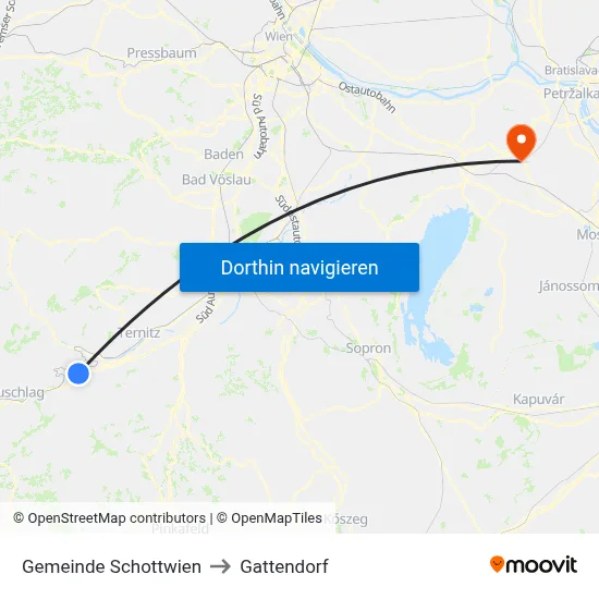 Gemeinde Schottwien to Gattendorf map
