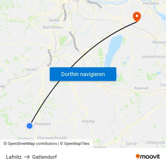 Lafnitz to Gattendorf map