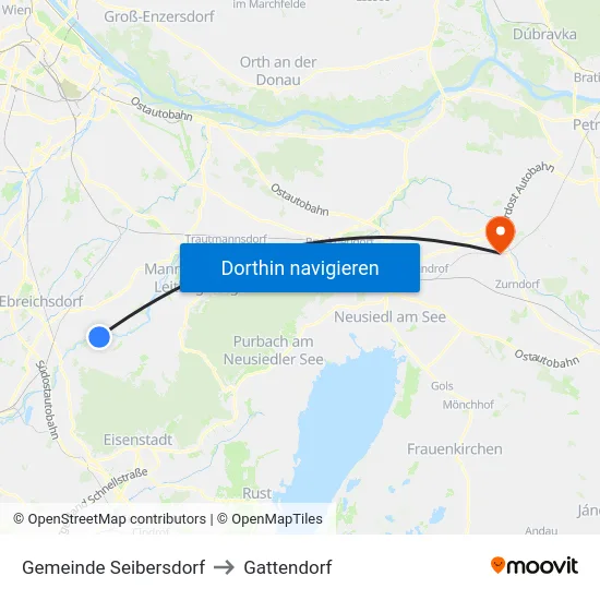 Gemeinde Seibersdorf to Gattendorf map