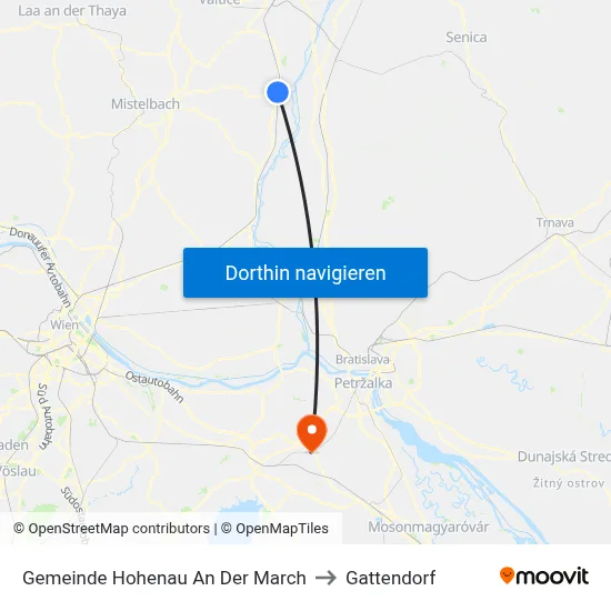 Gemeinde Hohenau An Der March to Gattendorf map