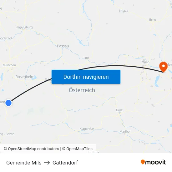 Gemeinde Mils to Gattendorf map