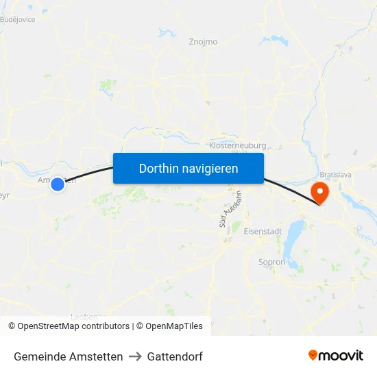Gemeinde Amstetten to Gattendorf map